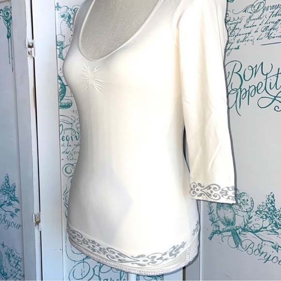 Last Tango 💃🏻 NWOT Ruched 3/4 Sleeve Seamless Black Top Size S/M - Picture 8 of 12